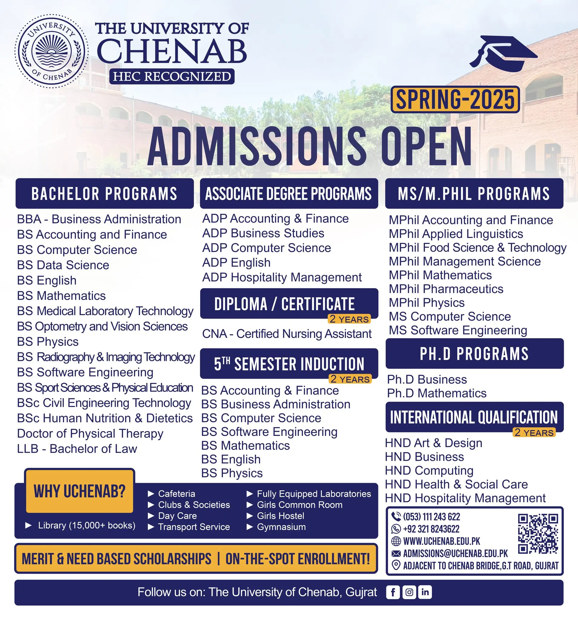 University of Chenab Admission 2025